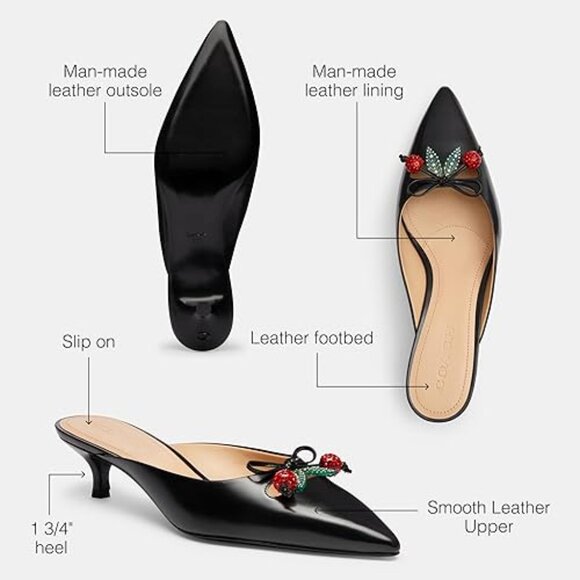 Coach Women's Runway Mule with Cherries Ballet Flat Shoes Black Size 8 - Picture 3 of 9